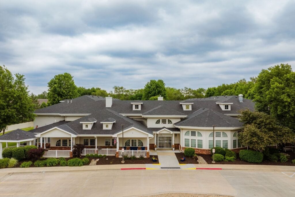 Front Entrance and Covered Porches of an Assisted Living Community